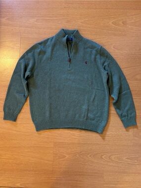 Polo Ralph Lauren Men’s Green Quarter-Zip Knit Sweater